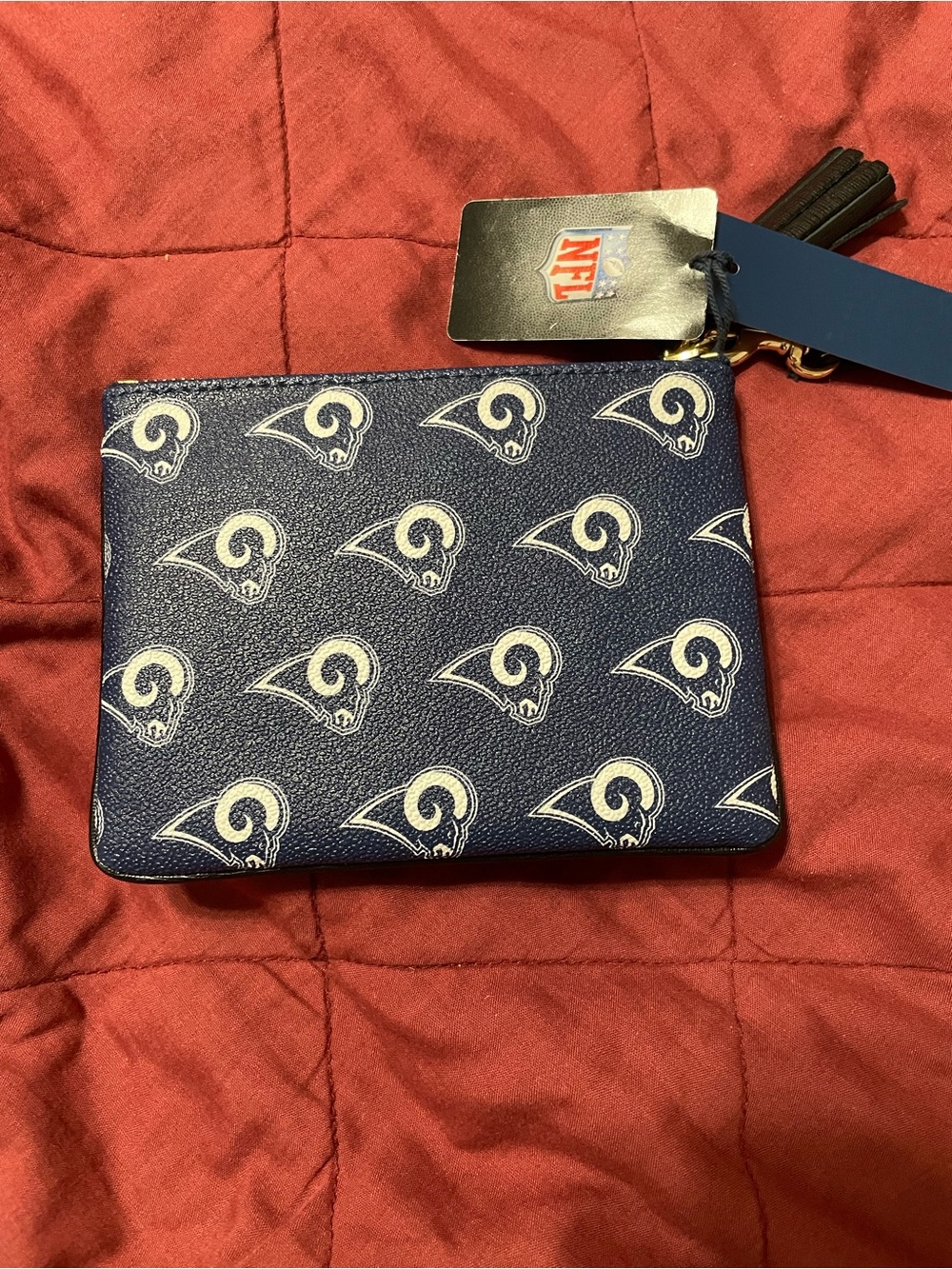 NFL Navy and White Rams Pattern Wristlet - Picture 2 of 4